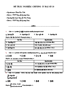 Đề trắc nghiệm chương IV Đại số 10